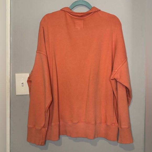 Aerie The Good Times Oversized Henley Sweatshirt - Coral - Picture 4 of 9